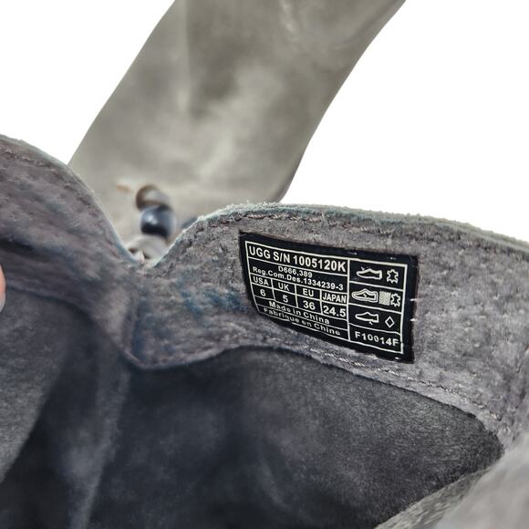 UGG Western Boho Suede Mid Calf Boots Moccasins Round Toe Black Size 6 - Picture 7 of 8